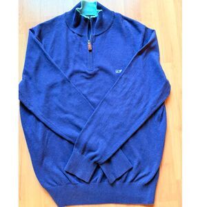 Vineyard Vines Performance 1/4 Zip Pullover Sweater (Men's M) Blue with Green